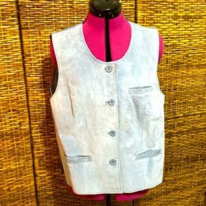 EUC Dennis Basso Vintage Baby blue Suede 100% leather Vest L
